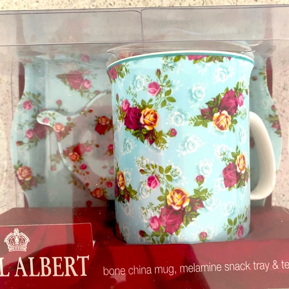 💙ROYAL ALBERT💙bone china mug, melamine snack tray & tea bag holder. - Picture 3 of 8